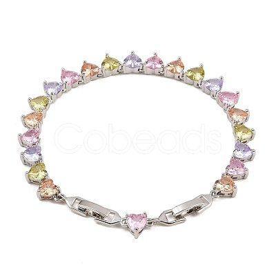 Platinum Tone Brass Micro Pave Cubic Zirconia Tennis Bracelets BJEW-B160-01P-01-1