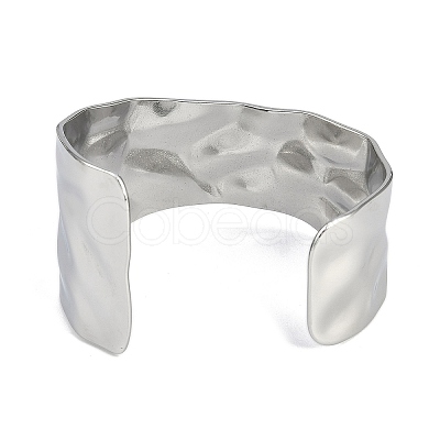 304 Stainless Steel Textured Cuff Bangles for Women BJEW-Z077-02P-1