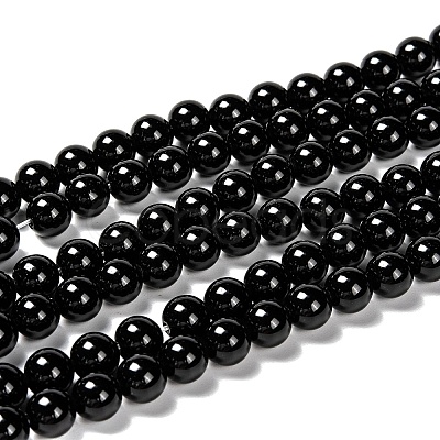 Natural Eyeless Obsidian Beads Strands G-K123-06-14mm-1