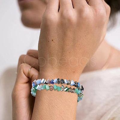 3 Strands 3 Colors Electroplate Glass Beads Strands EGLA-YW0005-06B-1