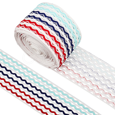 5M Rainbow Color Flat Polyester Wave Elastic Cord OCOR-GF0003-85C-1