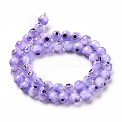 Handmade Evil Eye Lampwork Round Bead Strands LS-LAMP-L055-8mm-21-1