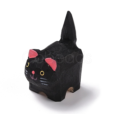 Cat Shape Wood Figurines DJEW-G043-01C-1