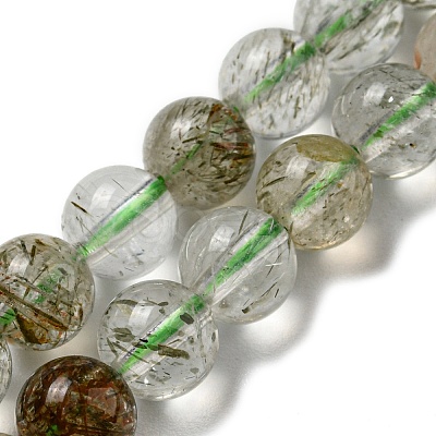 Natural Green Rutilated Quartz Beads Strands G-A219-A03-02-1