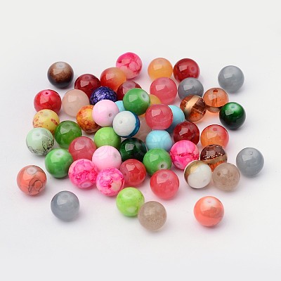 Mixed Style & Mixed Color Round Spray Painted Glass Beads DGLA-X0003-10mm-1