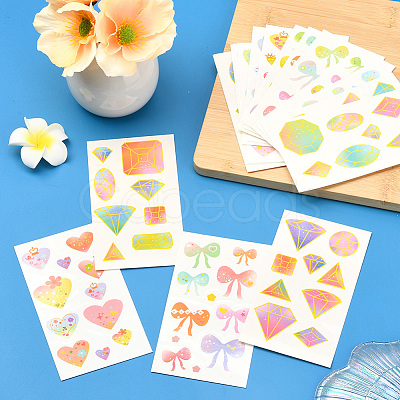36Pcs 3 Style PVC Waterproof Self-Adhesive Picture Stickers STIC-SP0001-10-1