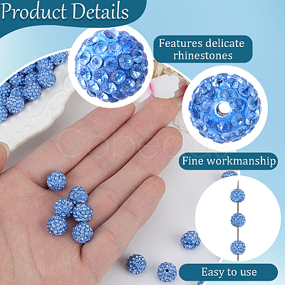 200Pcs Pave Disco Ball Beads RB-PA0001-11D-1