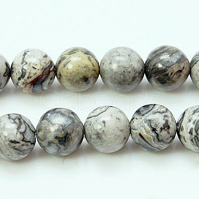 Natural Map Stone/Picasso Stone/Picasso Jasper Beads Strands G-G047-4mm-1