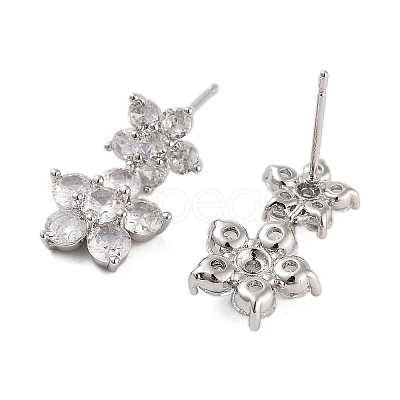 Rack Plating Flower Brass Stud Earrings EJEW-N055-44P-RS-1