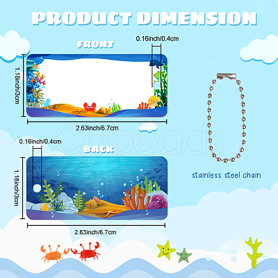 Rectangle Marine Life Theme PVC Hangtag Ornaments HJEW-WR0001-13-1