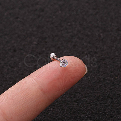 Brass Micro Pave Clear Cubic Zirconia Cartilage Earrings for Women WG50079-04-1