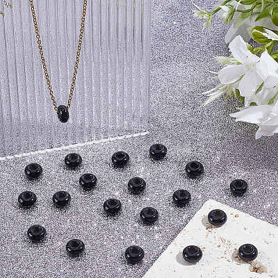 20Pcs Natural Black Onyx(Dyed & Heated) European Beads FIND-ME0003-87C-1