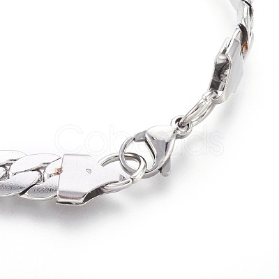 Tarnish Resistant 304 Stainless Steel Curb Chain Bracelets BJEW-L636-02C-P-1