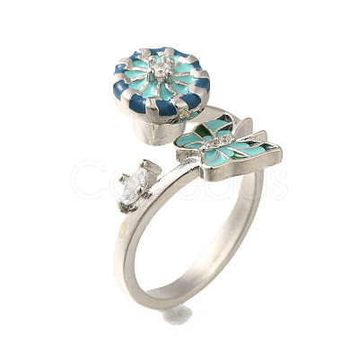 Helm & Butterfly Enamel Rotatable Cuff Rings for Women RJEW-R005-09P-1