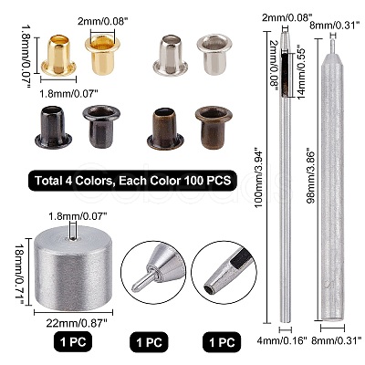 400Pcs Brass Hollow Rivets FIND-CA0003-56-1