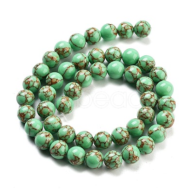 Synthetic Gold Line Turquoise Beads Strands G-H026-01D-03-1