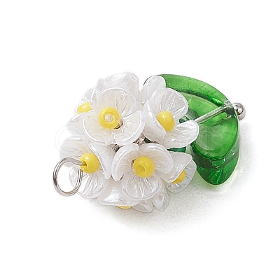 Glass Seed Beaded Flower Pendants PALLOY-MZ00521-02-1