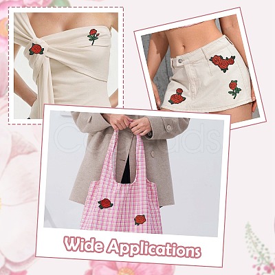 22Pcs Rose Flower Polyester Computerized Embroidery Cloth Iron on Sew on Patches PATC-CJZ0001-01-1