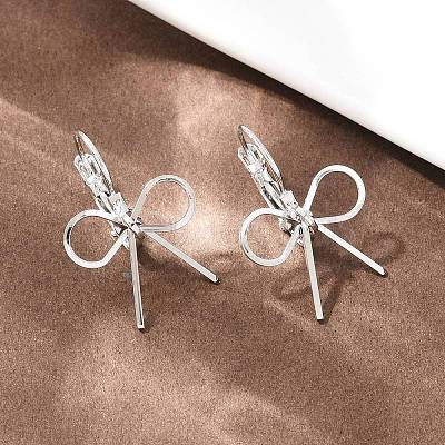 Bowknot Brass Leverback Earrings EJEW-A150-04B-P-1