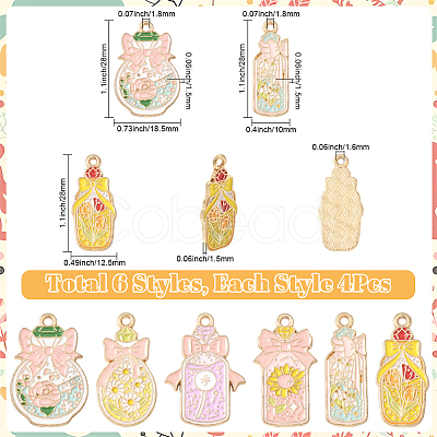 24Pcs 6 Styles Zinc Alloy Enamel Pendants FIND-SC0020-77-1