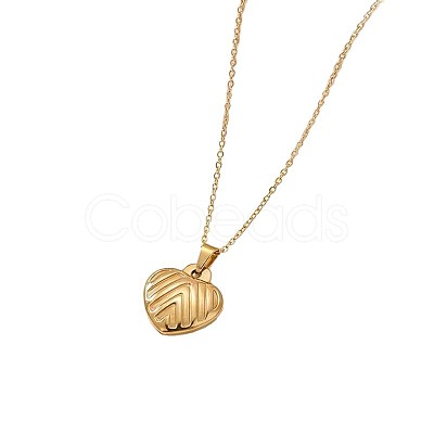 304 Stainless Steel Textured Heart Pendant Necklaces for Women WG102CD-01-1
