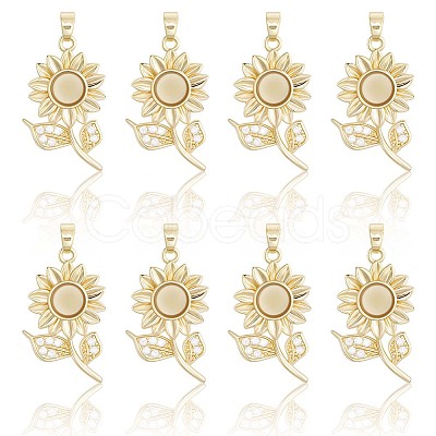 8Pcs Brass Micro Pave Cubic Zirconia with Resin Pendants KK-BBC0020-65-1