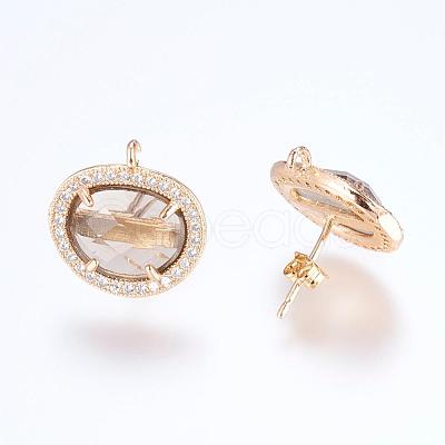 Brass Micro Pave Cubic Zirconia Stud Earring Findings ZIRC-G116-27-B02-1
