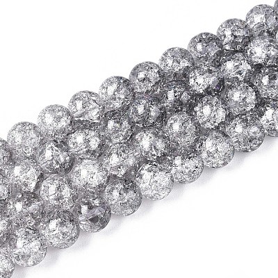 Spray Painted Crackle Glass Beads Strands DGLA-C002-8mm-02-1