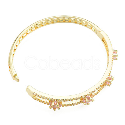 Cubic Zirconia Star Hinged Bangle BJEW-N012-050-1