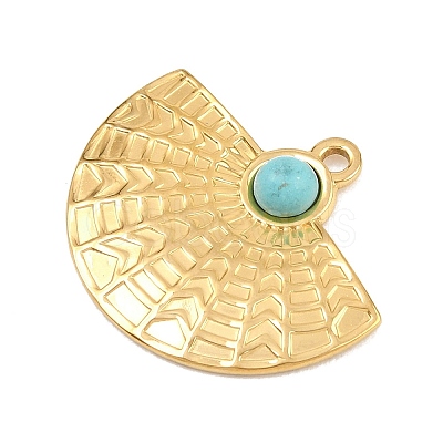 Bohemian Style 304 Stainless Steel with Synthetic Turquoise Pendants STAS-G381-02G-01-1
