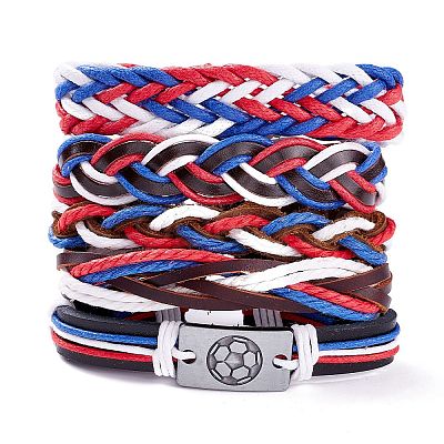 Leather Cord Bracelets Set for Men Women LS-BJEW-C005-02B-1