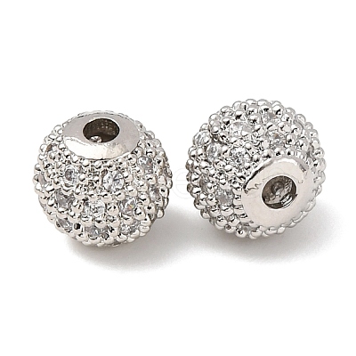Round Brass Micro Pave Cubic Zirconia Beads X-ZIRC-N016-01P-8mm-1