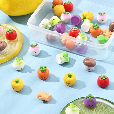 36Pcs 9 Styles Resin Vegetable Figurines Ornament DJEW-FS0001-02-1