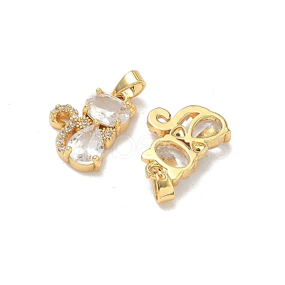 Brass Micro Pave Clear Cubic Zirconia Pendants KK-H265-05G-1