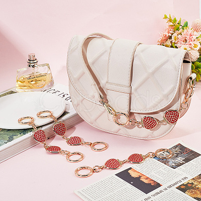 Alloy Enamel Strawberry Link Bag Straps Extender Chains FIND-WH0110-384-1