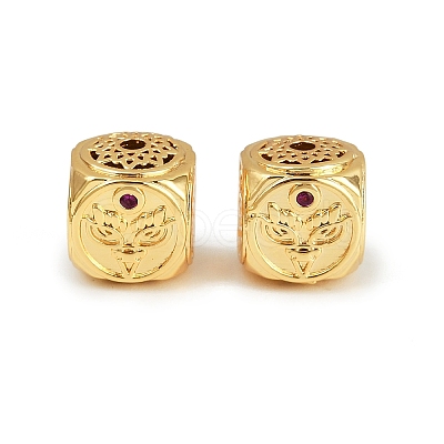 Brass Micro Pave Cubic Zirconia Beads KK-F910-07G-1