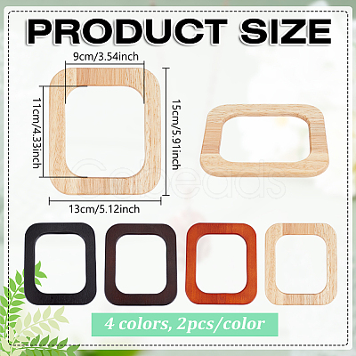 8Pcs 4 Colors Wooden Bag Handles FIND-PH0059-54-1