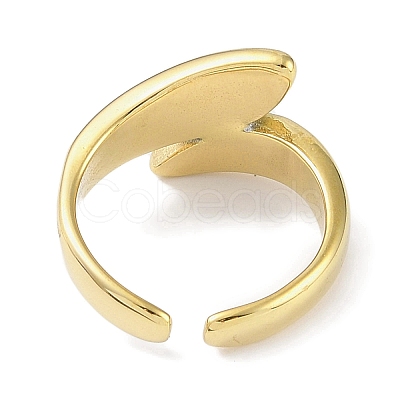 Leaf 304 Stainless Steel Rhinestone Cuff Ring for Women RJEW-C099-03G-02-1