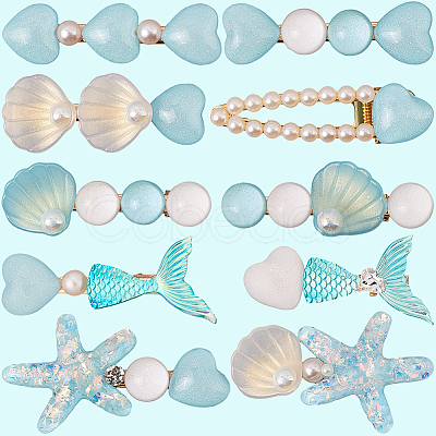 2 Bags 2 Styles Resin & Alloy Alligator Hair Clips AJEW-CY0001-39D-1
