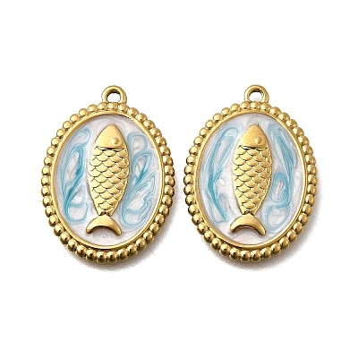 304 Stainless Steel Enamel Pendants STAS-Z163-21G-05-1