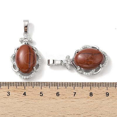 Natural Red Jasper Oval Pendants G-NH0025-15P-11-1