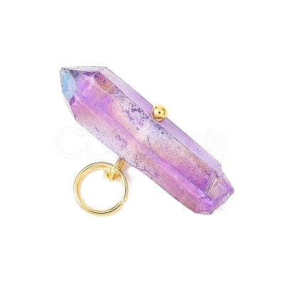 Dyed Natural Quartz Crystal Nuggets Pendants PALLOY-JF04582-02-S-1