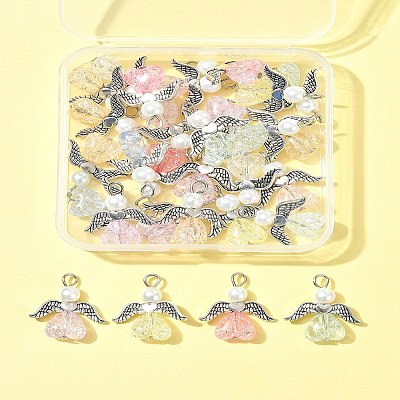 30Pcs Angel Acrylic & Glass Pendant PALLOY-FZ00016-1