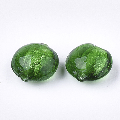 Handmade Silver Foil Lampwork Glass Beads SLF12MMY-1H-1