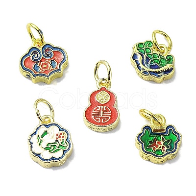 Rack Plating Brass Enamel Pendants KK-M282-06G-1