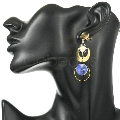 304 Stainless Steel Glass Stud Dangle Earrings EJEW-JE07307-1