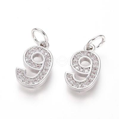 Brass Micro Pave Clear Cubic Zirconia Charms ZIRC-L092-09-P-1