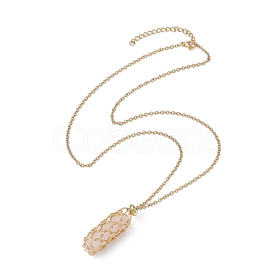 Natural Mixed Gemstone Bullet Pendant Necklaces NJEW-JN04529-02-1