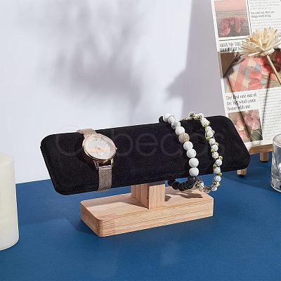 Bamboo Velvet T-Bar Bracelet Display Stands BDIS-WH0002-08-1
