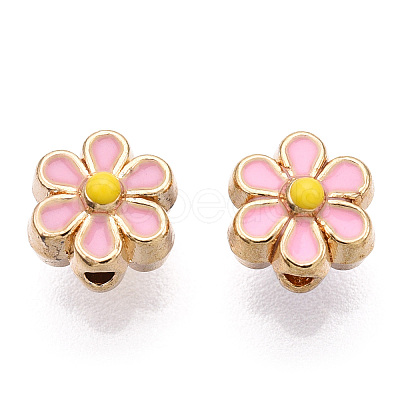 Light Gold Tone Alloy Enamel Beads ENAM-WH0057-43C-1